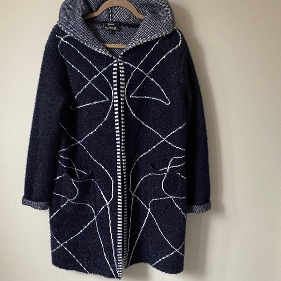 Picadilly Fashion Sweaters - Picadilly Fashion Navy and White Teddy Jacket